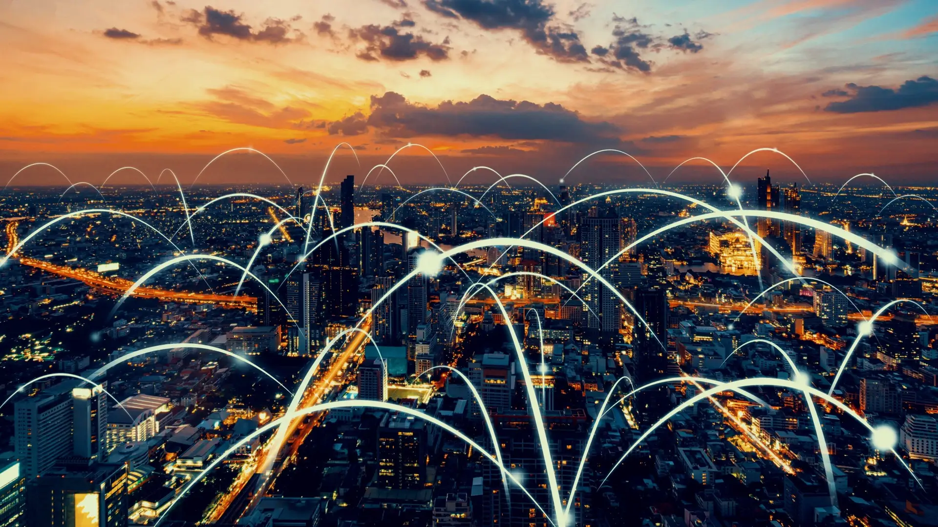 smart digital city with globalization abstract graphic showing connection network